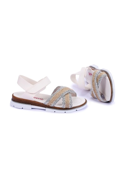 Kiko Kids Ortopedik Kız Çocuk Sandalet Şb 2843-47 Beyaz - Gümüş