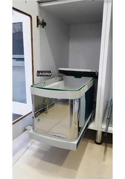 Çöp Kovası Paslanmaz Çelik Raylı S 2574 Kısa Boylu Antrasit - Gri