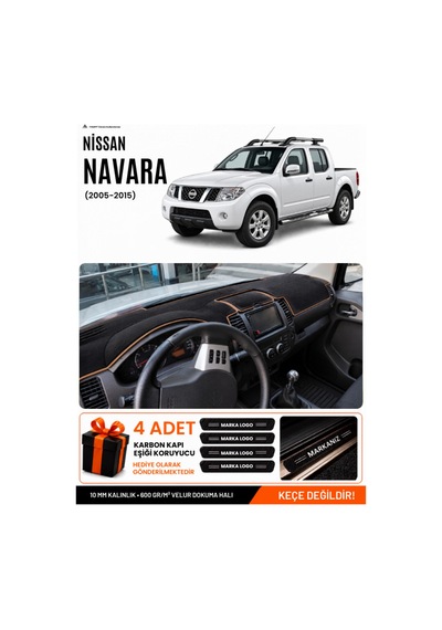 Nissan Navara 2005-2015 Uyumlu Torpido Örtüsü, Torpido Kılıfı - Siyah Kahverengi