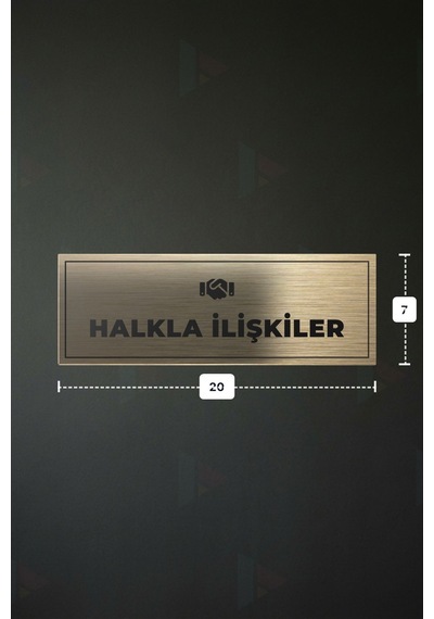 Halkla İlışkıler Yazılı - Metal - Gold Renk - Kapı İsimliği - 20x7 Cm
