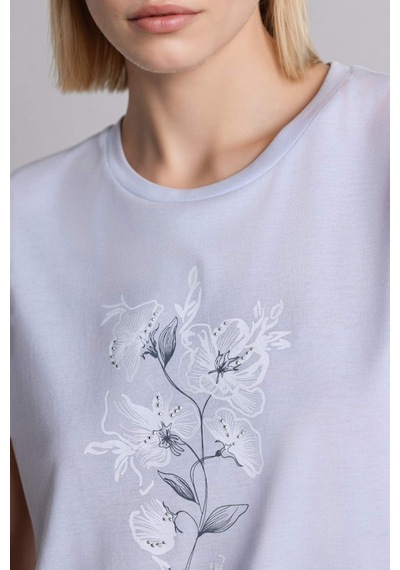 Defacto Baskılı Mavi Kadın T-shirt H2453ax/be216