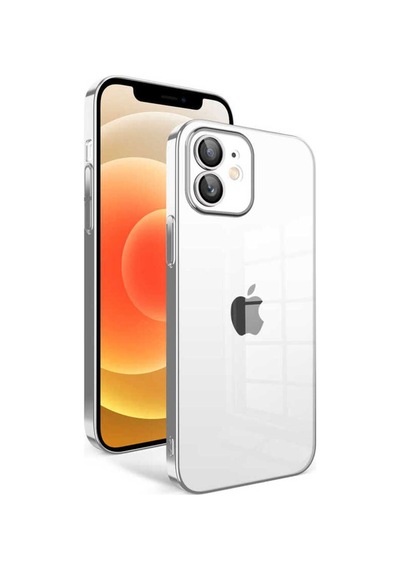 Apple Uyumlu iPhone 12 Kılıf Kamera Korumalı Renkli Çerçeveli Zore Garaj Kapak Gümüş