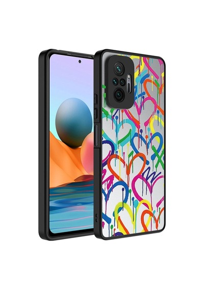 Xiaomi Redmi Note 10 Pro Kılıf Aynalı Desenli Kamera Korumalı Parlak Zore Mirror Kapak Kalp