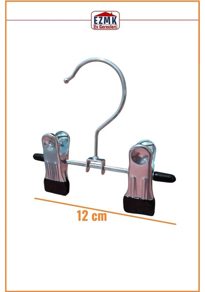 Ayarlanabilir Mandallı, Krom Metal Eşarp Askısı, Şapka Askısı \ 10 Adet \ 12 Cm Krom