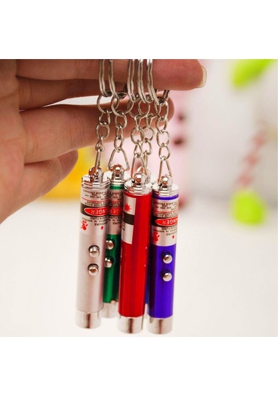 3 Fonksiyonlu Kırmızı Beyaz Işıklı Led Lazer Kedi Köpek Oyuncak Anahtarlık