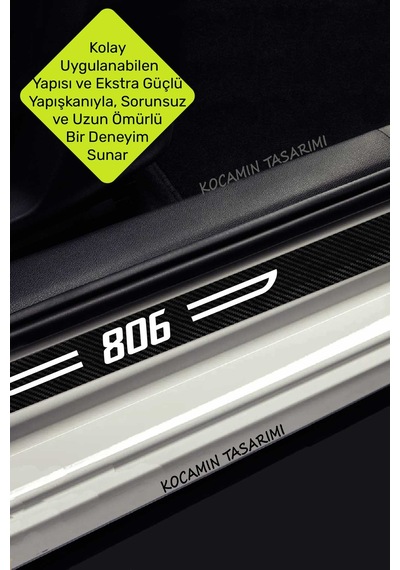 806 Yazılı Dekoratif Karbon Kapı Koruma Peugeot 806 İçin Siyah Beyaz Yazılı 4 Parça Kaplama Peugeot 806