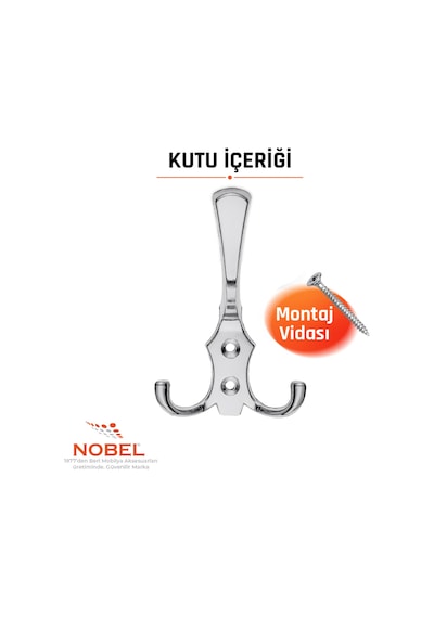 Ri Ko Portmanto Askısı, Metal Vestiyer Askısı, 16 Gr, Dolap Ve Duvar Askılığı, Krom Vidalı