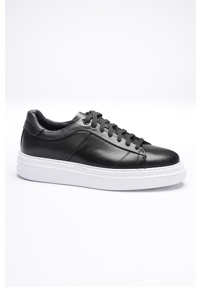 Erkek Hakiki Deri Sneaker Siyah Maver Siyah