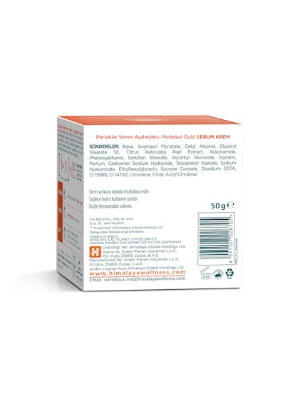Himalaya Vitamin C Parlaklık Veren Ton Eşitleyici Portakal Özlü Serum Krem 50 ML
