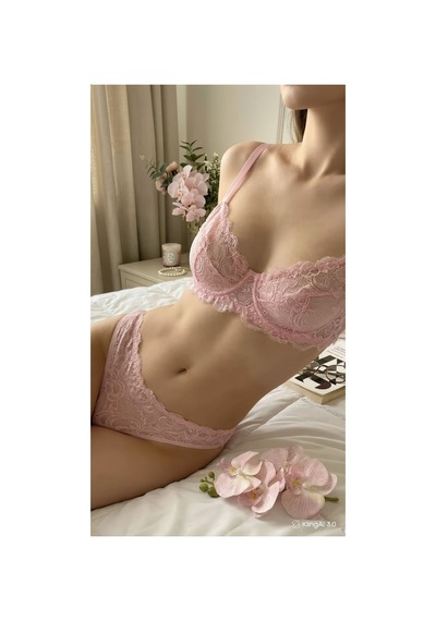 Loveria Pembe Soft Dantel Balenli Kapsız Sütyen Takımı Pembe Pembe