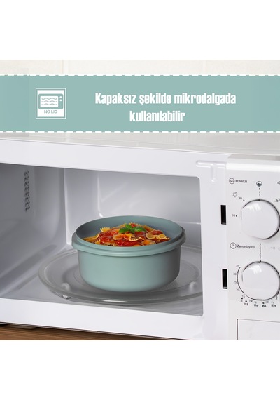 Porsima 5319 Kilitli Sızdırmaz Kapaklı Hava Tahliye Contalı Çok Amaçlı 3lü Yuvarlak Erzak Yiyecek Saklama Kabı Seti Mavi - 800-1300-2000ml Mavi