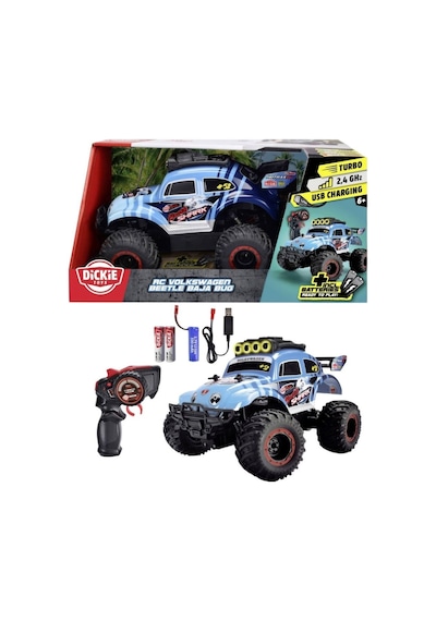 Dickie Toys Rc Volkswagen Beetle Monster Bug 23 Cm 2.4 Ghz 12 Km/s Usb Şarjlı Işıklı Uzaktan Kumandalı Araba Çok Renkli