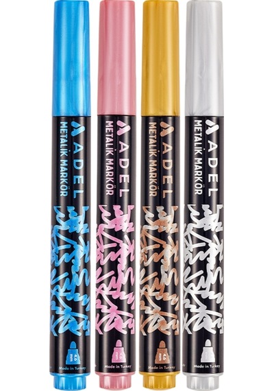 Metalik Markör 4'lü Set,canlı Renkler, 4.6 Mm Kalın Uç, Çok Yüzeyli Kullanım İçin İdeal