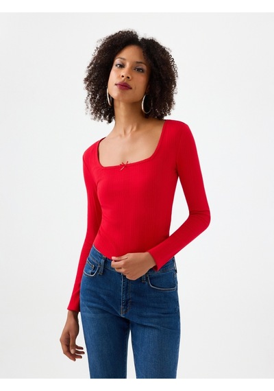 Slim Fit Kadın Bluz U.kol Kırmızı