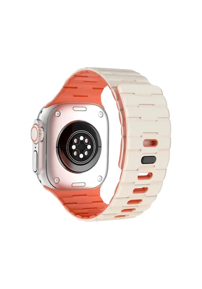 Newface Apple Watch Ultra 49mm Wowen Kordon - Beyaz-turuncu