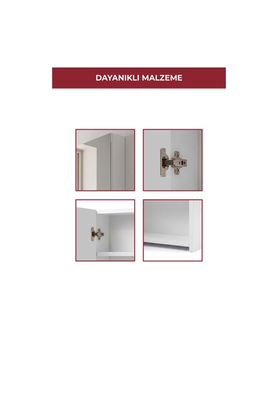 2 Kapaklı Aynalı Geniş İç Hacimli Çok Amaçlı Banyo Dolabı Beyaz