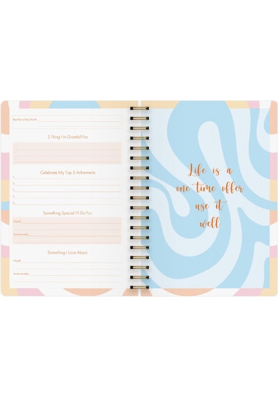 Süresiz Planlayıcı Spiralli Ajanda Defter Lotus 17x24 Cm Çok Renkli