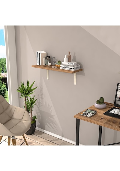 L Konsol Duvar Rafı - Duvara Monte Raf Siyah-20x60 Cm Siyah