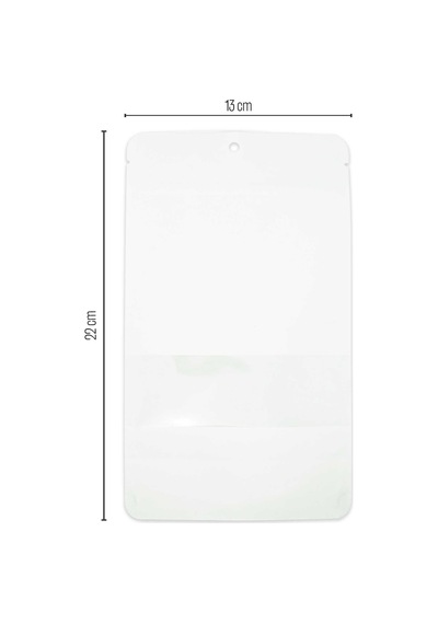 13X22.5X7 Beyaz Kraft Pencereli Kilitli Doypack 50 Adet
