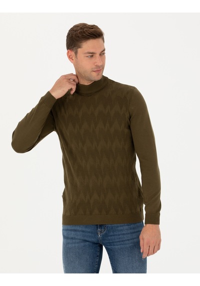 Pierre Cardin Erkek Haki Triko Kazak 50278099-vr027 Haki
