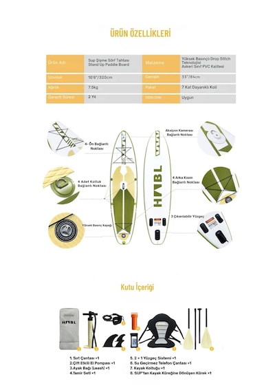 Şişme Sup Board/ Stand Up Paddle Board 81 320 15cm Full Set Ye...