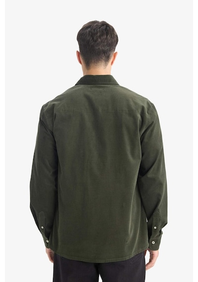 Defacto Regular Fit Polo Yaka Fitilli Kadife Uzun Kollu Gömlek E9024ax25wnkh444 Haki-kh444