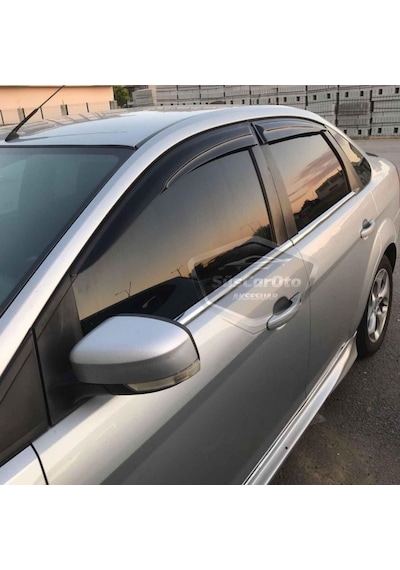Ford Focus 2 - 2.5 Sedan 2004-2011 Uyumlu Mugen Cam Rüzgarlığı Seti Piano Black 4'lü İthal (00) (ŞüsCarOto Aksesuar)