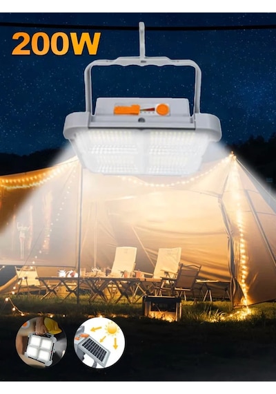 Ct-4698 Taşınabilir Solar Projektör Ip65 Güneş Enerjili 3 Renk Modu Dimmerli Ve Şarjlı Led Işık