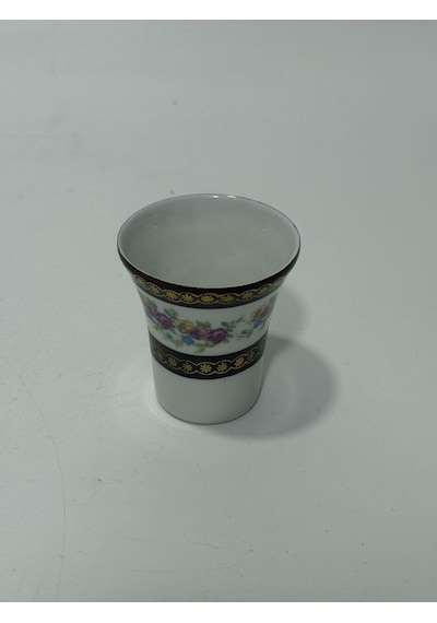 Couleuvre Limoges Çiçek Desenli Bordo Mini Su Bardağı 5,5cm Beyaz
