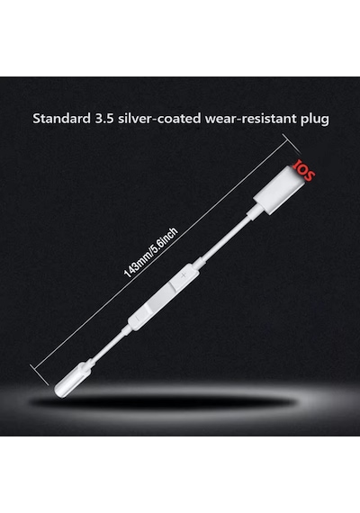 Apple Uyumlu iPhone  Lightning To 3.5mm Aux Kulaklık Dönüştürücü Adaptör - Müzik Ve Ses Kontrol Destekli