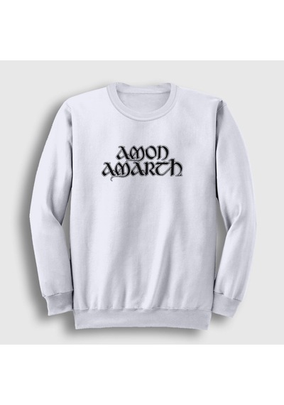 Presmono Unisex Amon Amarth Sweatshirt Beyaz