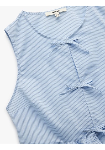 Koton Pamuklu Kolsuz Önden Bağlama Detaylı Peplum Bluz Mavi Çizgili 5sak30103ew Mavi Çizgili Koton Pamuklu Kolsuz Önden Bağlama Detaylı Peplum Bluz Mavi Çizgili 5sak30103ew Mavi Çizgili