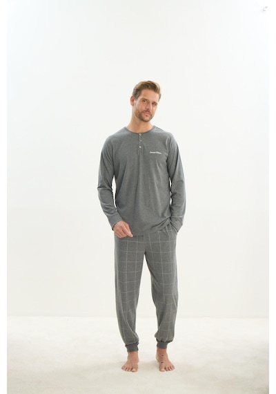 Sevim Erkek Uzun Kol Gri Melanj Pijama Takım C4t2n5o9 001