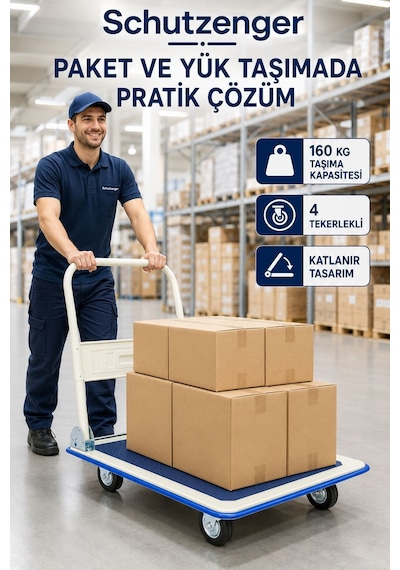 160 Kg Taşıma Kapasiteli Katlanır Yük Ve Paket Taşıma El Arabası 4 Tekerlekli Platformlu Taşıma Arabası