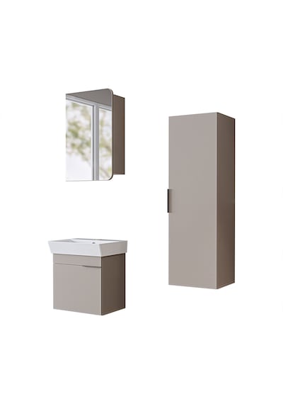 Likya Kapaklı Lavabolu 50 Cm Banyo Alt Dolabı + Üst Dolabı + Banyo Boy Dolabı Kumtaşı Likya Kapaklı Lavabolu 50 Cm Banyo Alt Dolabı + Üst Dolabı + Banyo Boy Dolabı Kumtaşı