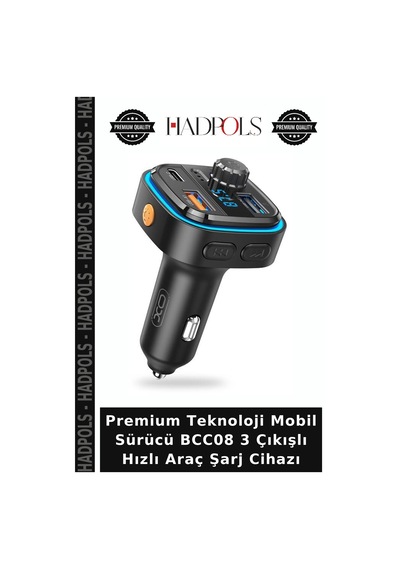 Premium Teknoloji Mobil Sürücü Bcc08 3 Çıkışlı Hızlı Araç Şarj Cihazı