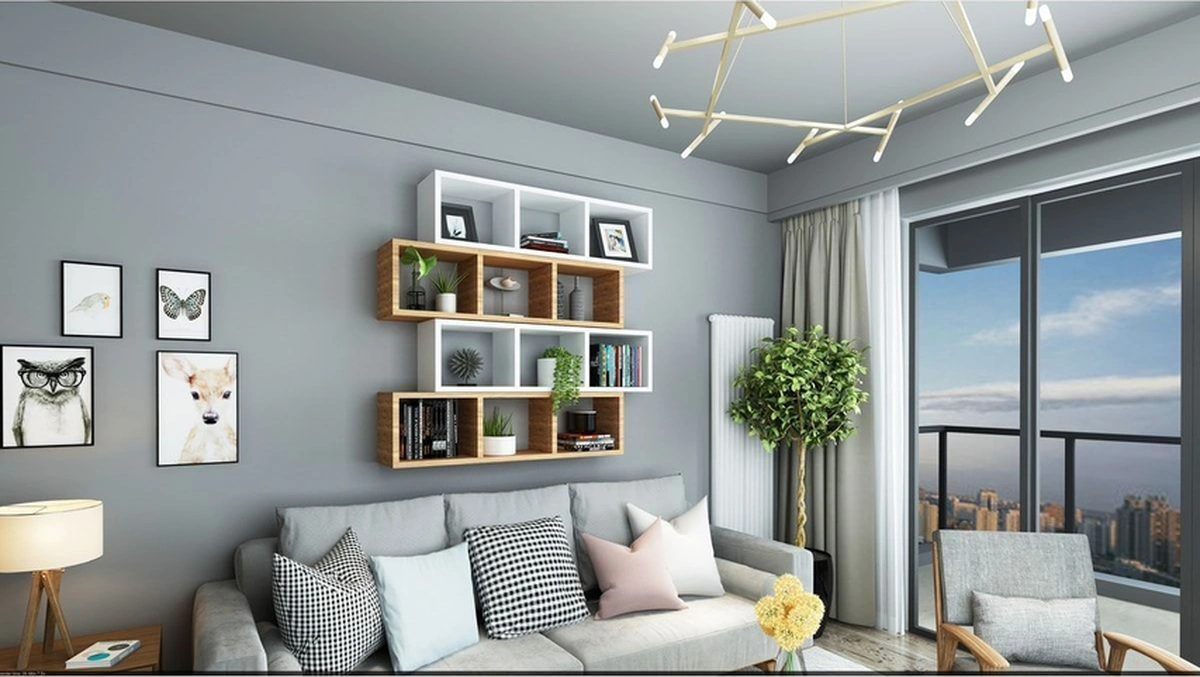 Kitaplık Lux Yatay Duvar Rafı Kahve Beyaz 4 Lü Takım Kahve Beyaz