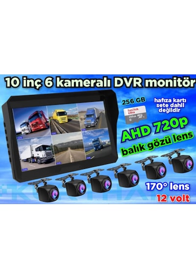 6 Ad 170 Derece Balık Gözü Lens Ahd 720p Kamera Qled 10'' Ekran