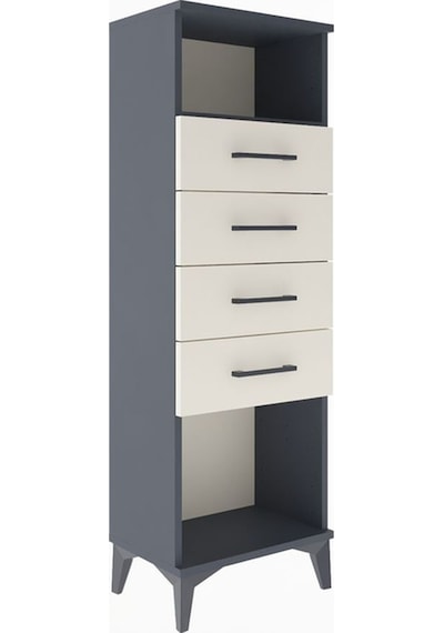 Arges Dolap Tek Raflı 4 Çekmeceli 44x30x134 Antrasit-aytaşı Antrasit