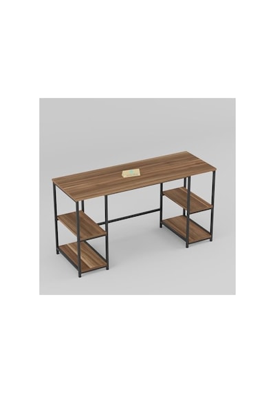 Modern Çalışma Masası - Kitaplıklı Ve Ceviz-siyah Tasarım 120x60