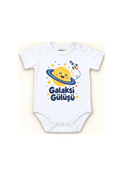 Babylimon Galaksi Gülüşü Beyaz Kısa Kollu Çıtçıtlı Bebek Zıbını Beyaz - Galaksi Gülüşü - 928161949 Beyaz - Galaksi Gülüşü