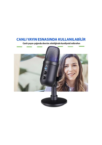 Profesyonel Kardioid Rgb Oyuncu Stüdyo Kayıt Kablolu Podcast Mikrofonu