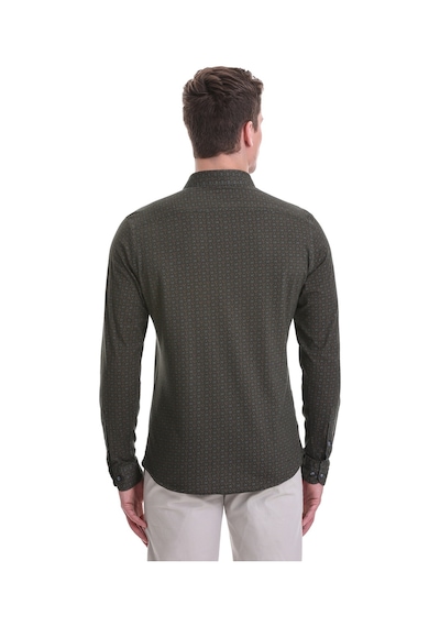 Hatemoğlu Yeşil Slim Fit Baskılı 100% Pamuklu Slim Yaka Uzun Kollu Baskılı Yeşil