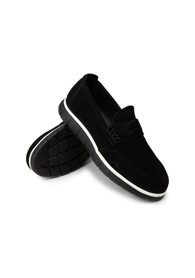 Deery Erkek Hakiki Süet Siyah Loafer Ayakkabı - 02045msyhe01