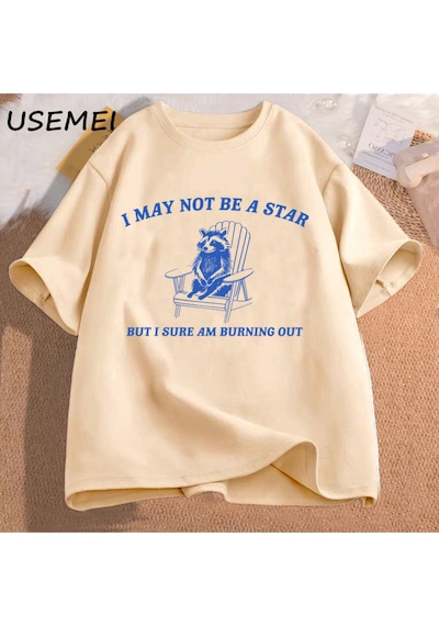 Flood Of Style Erkek Tişörtü Komik Grafik T Shirt Ben Bir Yıldız Olmayabilir Ama Eminim Dışarı Yanan Baskılı Haki