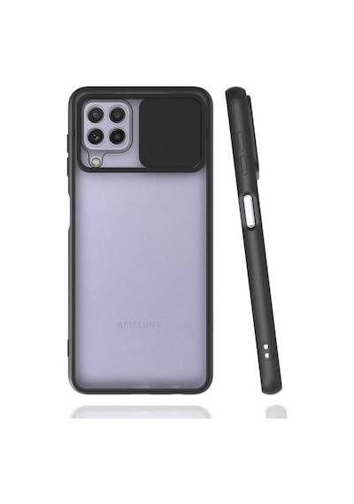 Kilifone - Samsung Uyumlu Galaxy M32 - Kılıf Slayt Sürgülü Arkası Buzlu Lensi Kapak - Siyah