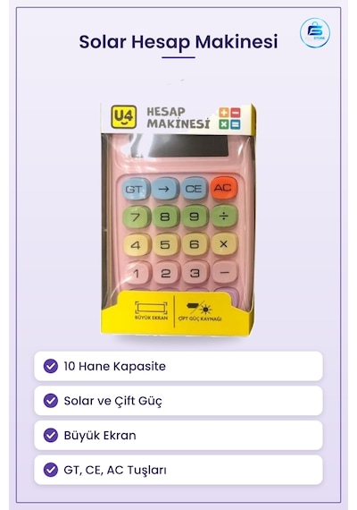Solar Hesap Makinesi Hane Büyük Ekran Çift Güç Kaynağı Ofis Okul Çok Renkli
