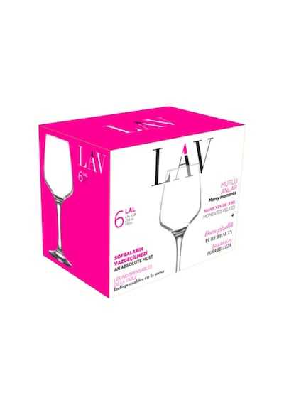 Lav Lal Cam Kırmızı Şarap Kadehi 6'lı 295 ml Ayaklı (Meşrubat Bardağı)