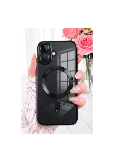 Fibaks iPhone 16 Plus Uyumlu Kılıf Kamera Lens Korumalı Magsafe Şarj Kilifi Şeffaf Renkli Yumuşak Kapak