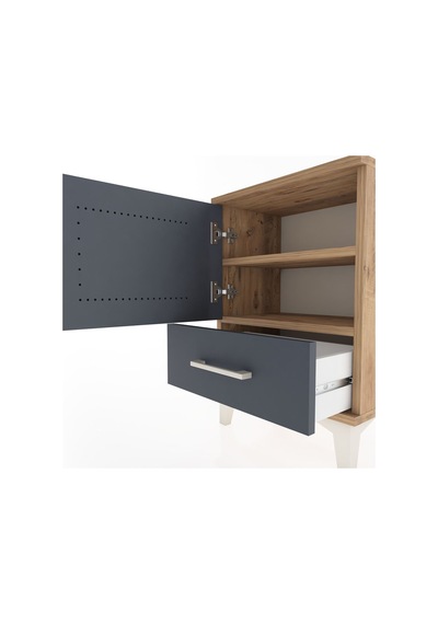 Arges Komodin 2 Raflı Tek Kapaklı 44x30x64 Çam-antrasit Atlas Çam